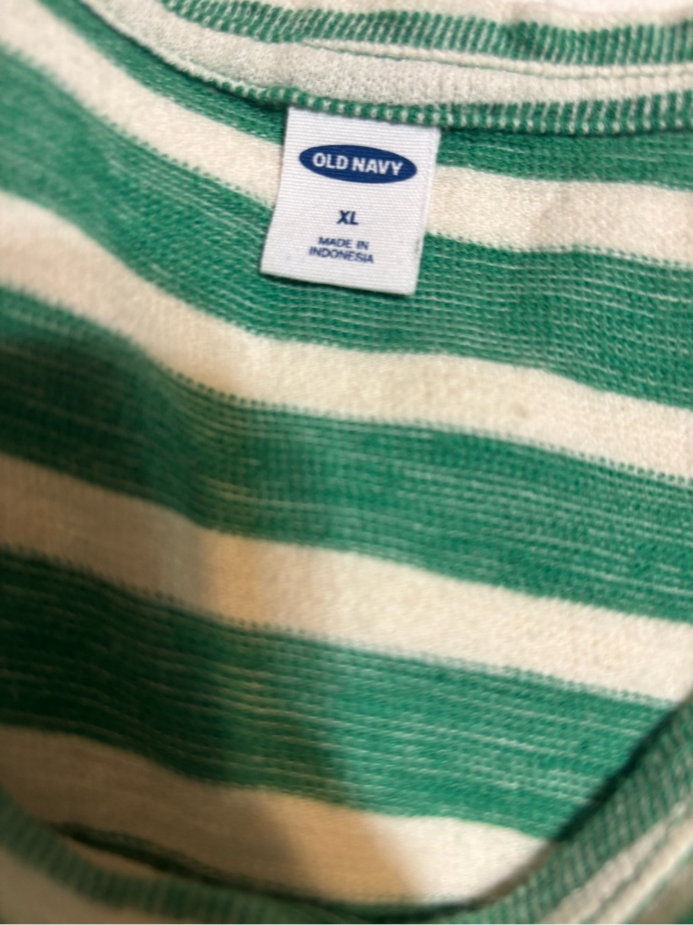 Old Navy Cotton Green & White Striped Tie-Front  Relaxed Fit Mariner Top Size XL - Picture 7 of 8